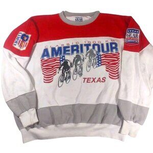 Rare Vintage 90s Ameritour Competition Texas Cyclist Color Block Sweatsh…